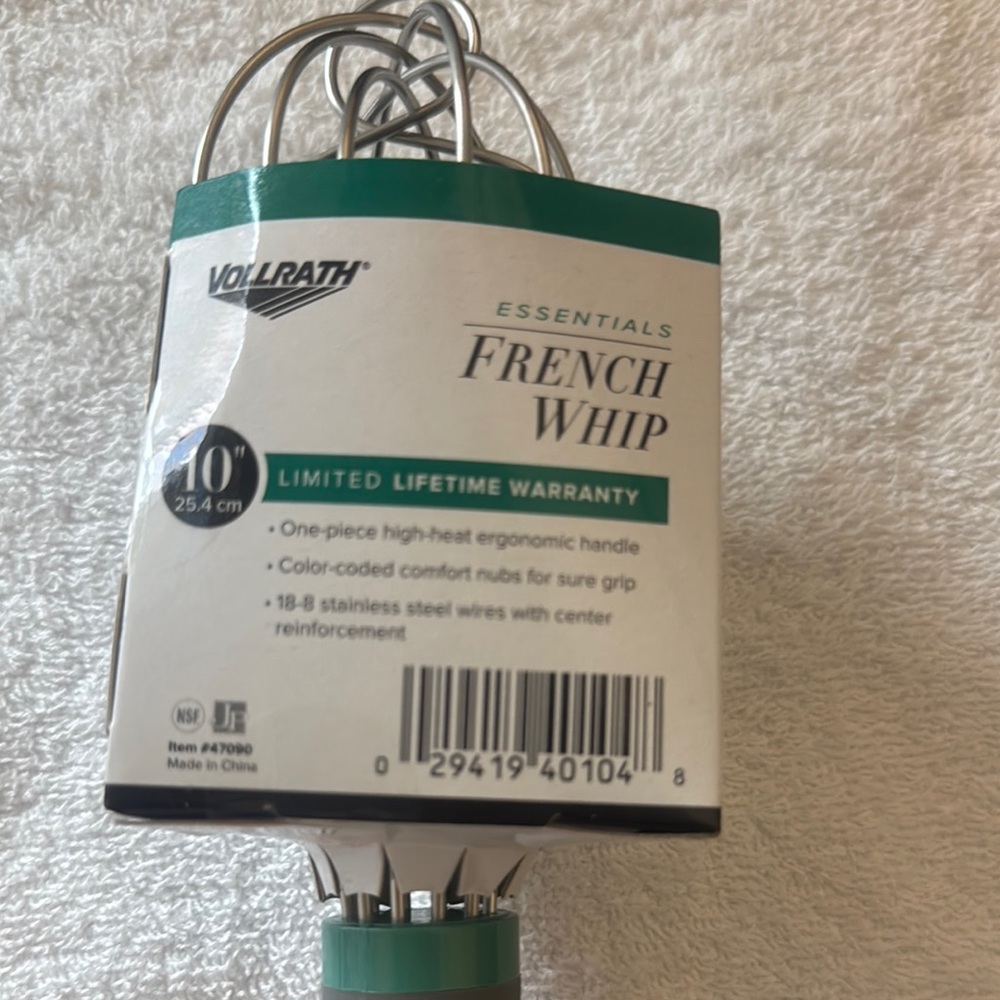 Stainless Steel French Whip - Green Handle